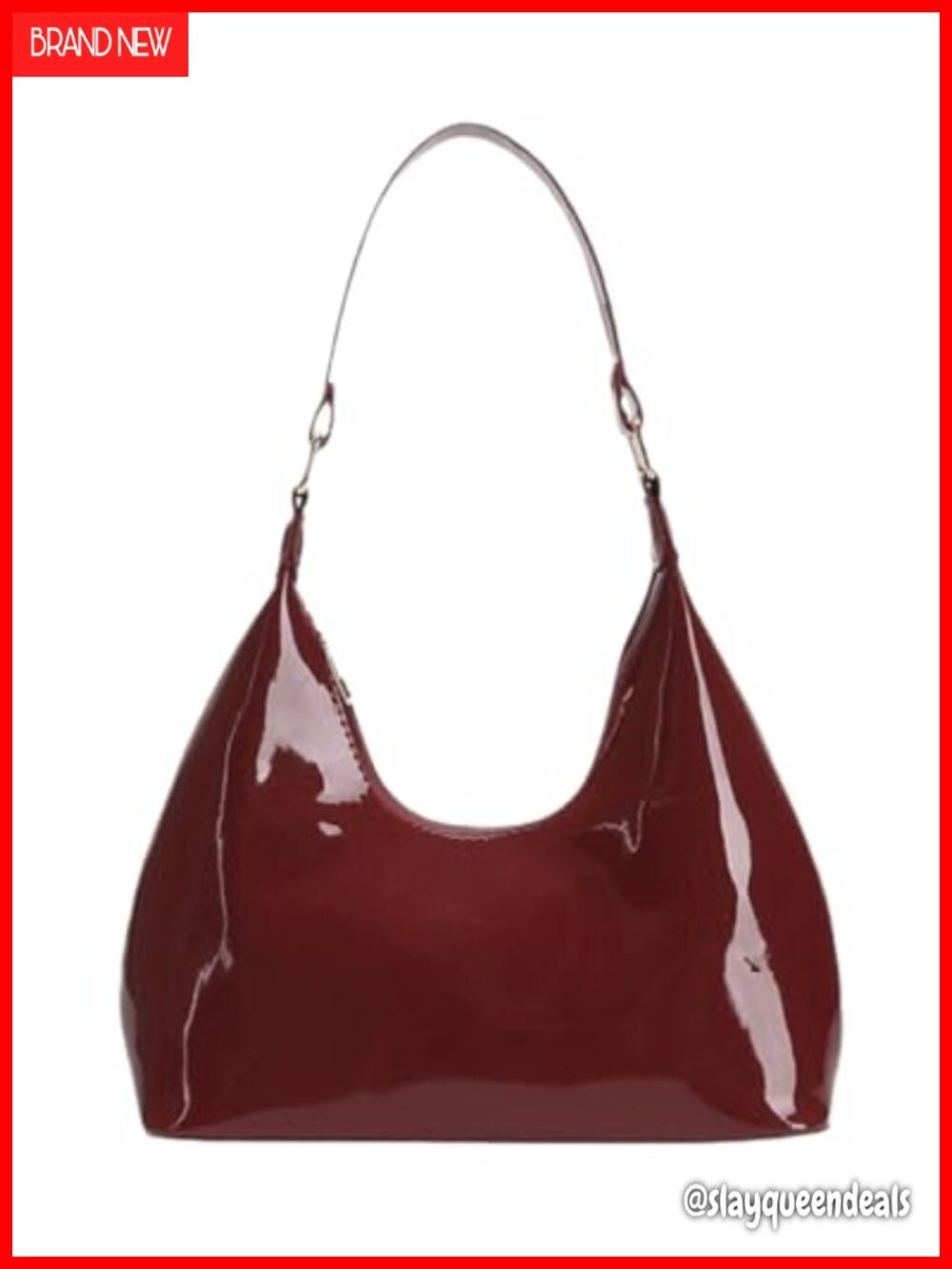 Patent Leather Hobo Bag Crescent Shoulder Tote Satchel Purse